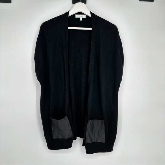 Milly Black Wool Blend Short Sleeve Cardigan Vest P (XS) - Picture 2 of 7
